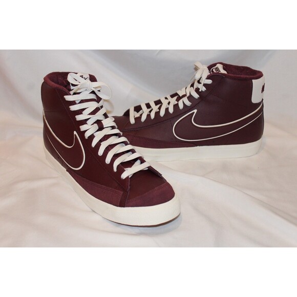 Nike Men\'sBlazer Mid \'77 PRM Maroon Bordeaux Red Sneakers Retro DQ7672-600 SZ 13 main image 6